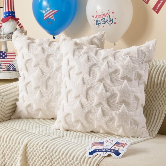 4th of July Pillow Covers 18x18 inch Set of 8- 4th of July Decor Cream - Picture 1 of 6